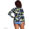 Lands’ End Women’s Sunshade UPF 50 Long Sleeve Rash Guard Swim Tee(Deep Sea/Blue Floral Tropic)