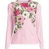 Lands’ End Women’s Sunshade UPF 50 Long Sleeve Rash Guard Swim Tee(Floral Blossom/Pink Frost)