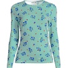 Lands’ End Women’s Sunshade UPF 50 Long Sleeve Rash Guard Swim Tee(Floral/Vibrant Clover Stripe)
