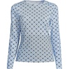 Lands’ End Women’s Sunshade UPF 50 Long Sleeve Rash Guard Swim Tee(Lake Blue Geo Floral)