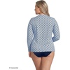 Lands’ End Women’s Sunshade UPF 50 Long Sleeve Rash Guard Swim Tee(Lake Blue Geo Floral)