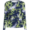 Lands’ End Women’s Sunshade UPF 50 Long Sleeve Rash Guard Swim Tee(Navy/White Blooms)