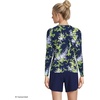 Lands’ End Women’s Sunshade UPF 50 Long Sleeve Rash Guard Swim Tee(Navy/White Blooms)