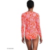 Lands’ End Women’s Sunshade UPF 50 Long Sleeve Rash Guard Swim Tee(Radiant Orange Floral Medley)
