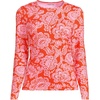 Lands’ End Women’s Sunshade UPF 50 Long Sleeve Rash Guard Swim Tee(Radiant Orange Floral Medley)