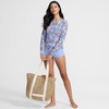 Lands’ End Women’s Sunshade UPF 50 Long Sleeve Rash Guard Swim Tee(Soft Cloud Blue Poppy Floral)