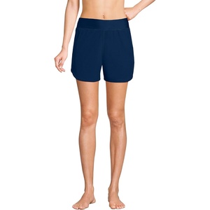 Lands’ End Women’s 5″ Quick Dry Elastic Waist Board Shorts Swim Cover-up Shorts with Panty(Navy)