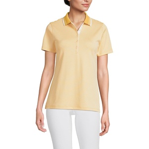 Lands’ End Women’s American-Grown Supima Cotton Polo Shirt(Goldenrod Micro Stripe)