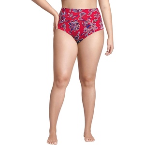 Lands’ End Women’s Chlorine Resistant Pinchless High Waisted Bikini Bottoms(Strawberry Vintage Floral)