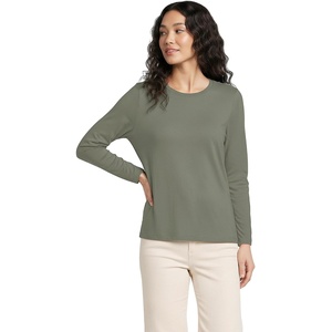 Lands’ End Women’s Relaxed American-Grown Supima Cotton Long Sleeve Crew Neck T-Shirt(Sage)
