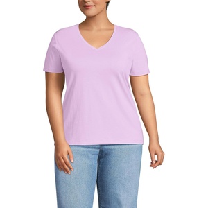 Lands’ End Women’s Relaxed American-Grown Supima Cotton V-Neck T-Shirt(Lilac Breeze)