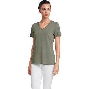 Lands’ End Women’s Relaxed American-Grown Supima Cotton V-Neck T-Shirt(Sage)
