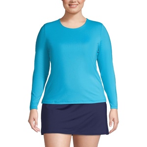 Lands’ End Women’s Sunshade UPF 50 Long Sleeve Rash Guard Swim Tee(1x Plus)