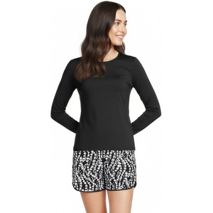Lands’ End Women’s Sunshade UPF 50 Long Sleeve Rash Guard Swim Tee(Black)