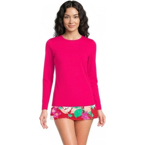 Lands’ End Women’s Sunshade UPF 50 Long Sleeve Rash Guard Swim Tee(Coral Rubies)