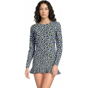 Lands’ End Women’s Sunshade UPF 50 Long Sleeve Rash Guard Swim Tee(Navy Mini Bloom Floral)