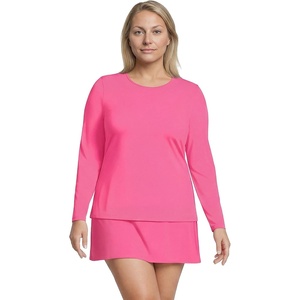 Lands’ End Women’s Sunshade UPF 50 Long Sleeve Rash Guard Swim Tee(Pink Azalea)