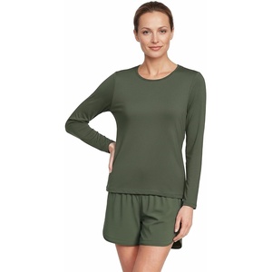 Lands’ End Women’s Sunshade UPF 50 Long Sleeve Rash Guard Swim Tee(Rich Olive Greens)