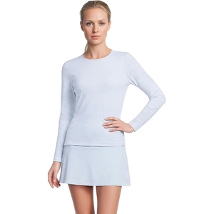 Lands’ End Women’s Sunshade UPF 50 Long Sleeve Rash Guard Swim Tee(Soft Cloud Blue Mini Stripe)