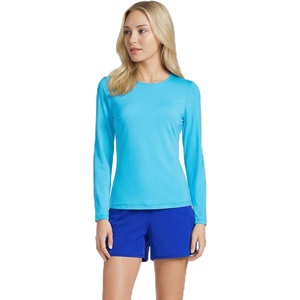 Lands’ End Women’s Sunshade UPF 50 Long Sleeve Rash Guard Swim Tee(Turquoise)