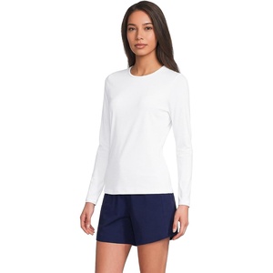 Lands’ End Women’s Sunshade UPF 50 Long Sleeve Rash Guard Swim Tee(White)