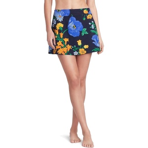 Lands’ End Women’s Tummy Control Skirt Swim Bottoms(Navy/Exploded Poppy Floral)