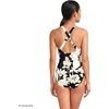 Lands’ End Women’s Chlorine Resistant Scoop Neck X-Back High Leg Soft Cup Tugless Sporty One Piece Swimsuit(Black/Egret Lilies)