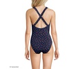 Lands’ End Women’s Chlorine Resistant Scoop Neck X-Back High Leg Soft Cup Tugless Sporty One Piece Swimsuit(Cherry Jam Cherries/Navy)