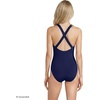 Lands’ End Women’s Chlorine Resistant Scoop Neck X-Back High Leg Soft Cup Tugless Sporty One Piece Swimsuit(Deep Sea/Blue Floral Tropic)