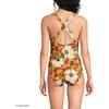 Lands’ End Women’s Chlorine Resistant Scoop Neck X-Back High Leg Soft Cup Tugless Sporty One Piece Swimsuit(Sweet Mango Floral Blossom)