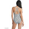 Lands’ End Women’s Chlorine Resistant Scoop Neck X-Back High Leg Soft Cup Tugless Sporty One Piece Swimsuit(White/Lilac Multi Ditsy Floral)