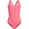 Lands’ End Women’s Chlorine Resistant Scoop Neck X-Back High Leg Soft Cup Tugless Sporty One Piece Swimsuit(Wood Lily)