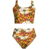 Lands’ End Women’s Tugless Tankini Top and High Waisted Bottom Swimsuit Set(Sweet Mango Floral Blossom)