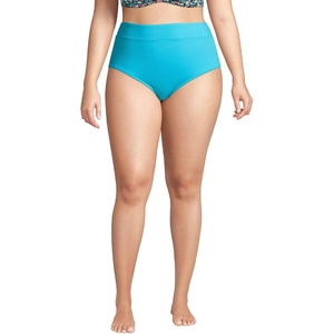 Lands’ End Women’s Tummy Control High Waisted Bikini Bottoms(Turquoise)