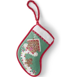Lands’ End Mini Needlepoint Stocking Gingerbread One Size(Gingerbread)