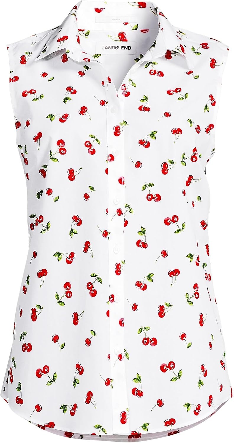 image:imageLands End Womens Sleeveless No Iron ShirtCherriesWhite