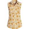 Lands’ End Women’s Sleeveless No Iron Shirt(Vintage Amber Pressed Floral)