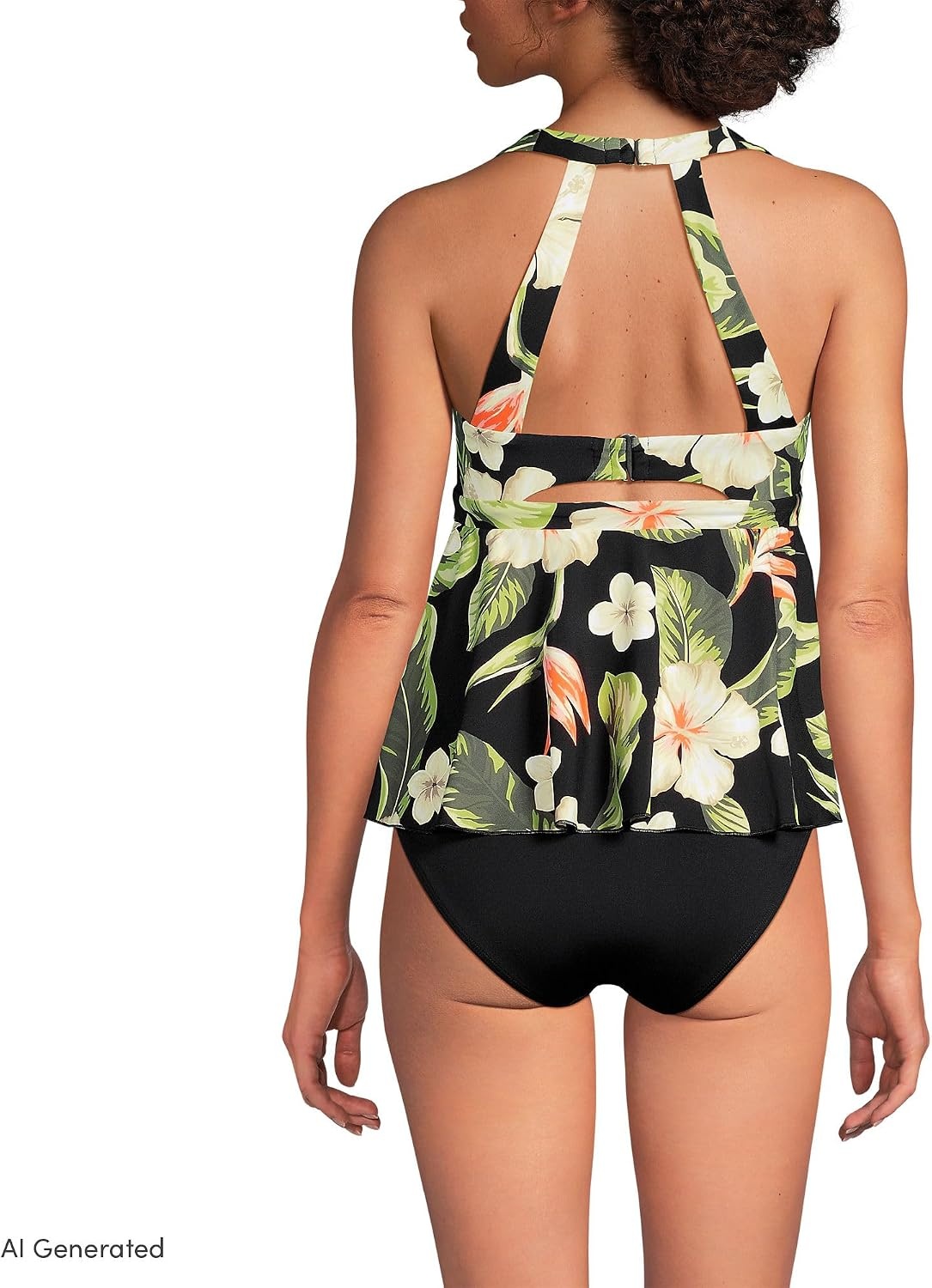 image:imageLands End Womens Sweetheart Fauxkini One PieceHibiscus FloralBlack