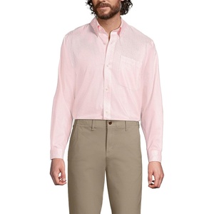 Lands’ End Men’s Traditional Fit Solid No Iron American-Grown Supima Pinpoint Buttondown Collar Dress Shirt(Light Pink Breeze Ditsy)