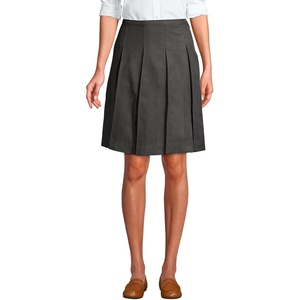 Lands’ End School Uniform Women’s Solid Box Pleat Skirt Top of Knee(Academic Gray)