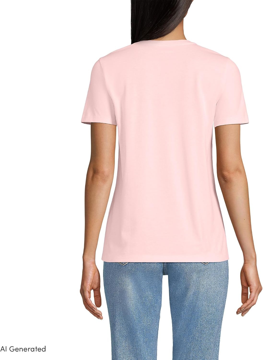 image:imageLands End Womens Relaxed AmericanGrown Supima Cotton VNeck TShirtSea Salt Pink