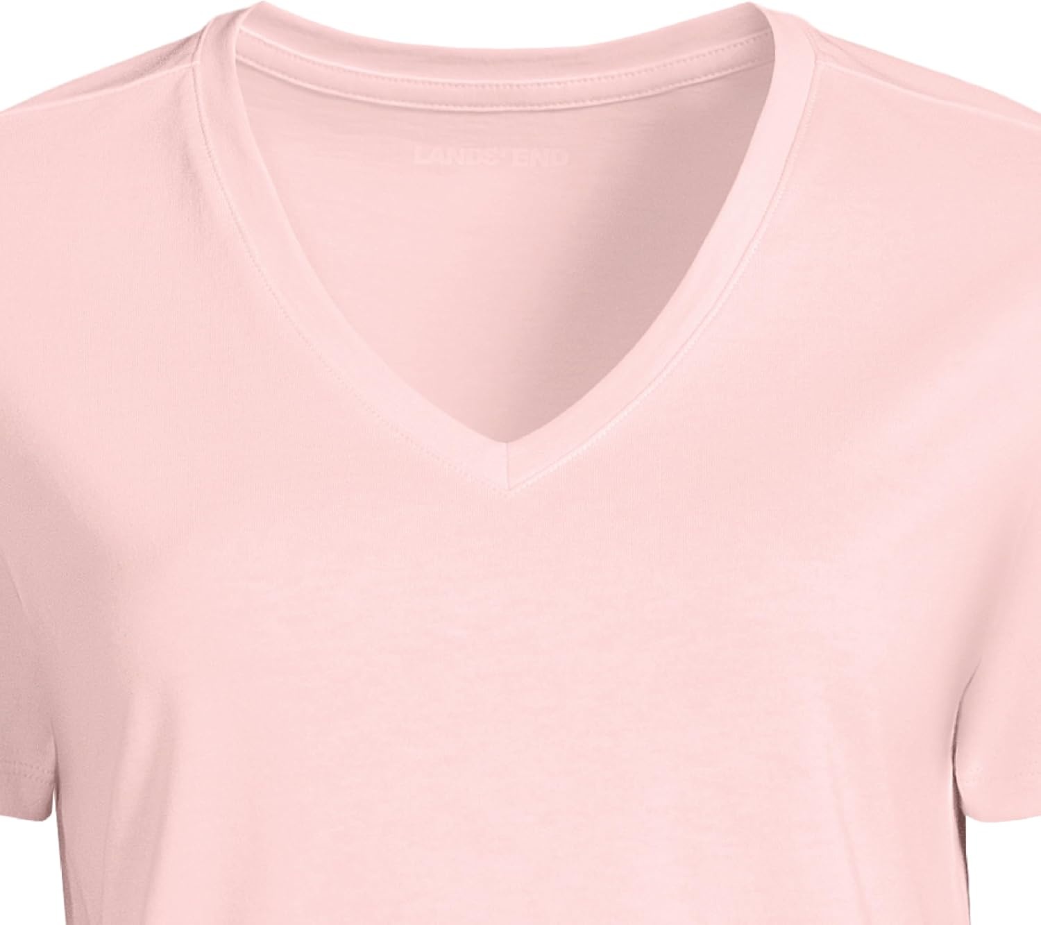 image:imageLands End Womens Relaxed AmericanGrown Supima Cotton VNeck TShirtSea Salt Pink