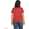 Lands’ End Women’s Relaxed American-Grown Supima Cotton V-Neck T-Shirt(Compass Red/Brown Bold Stripe)