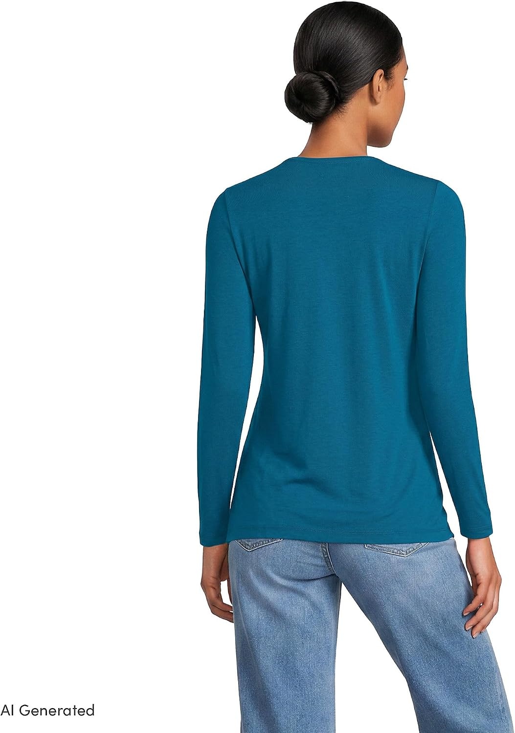 image:imageLands End Womens Plus Size Lightweight Jersey Skimming Long Sleeve Crew Neck TShirtBaltic Teal