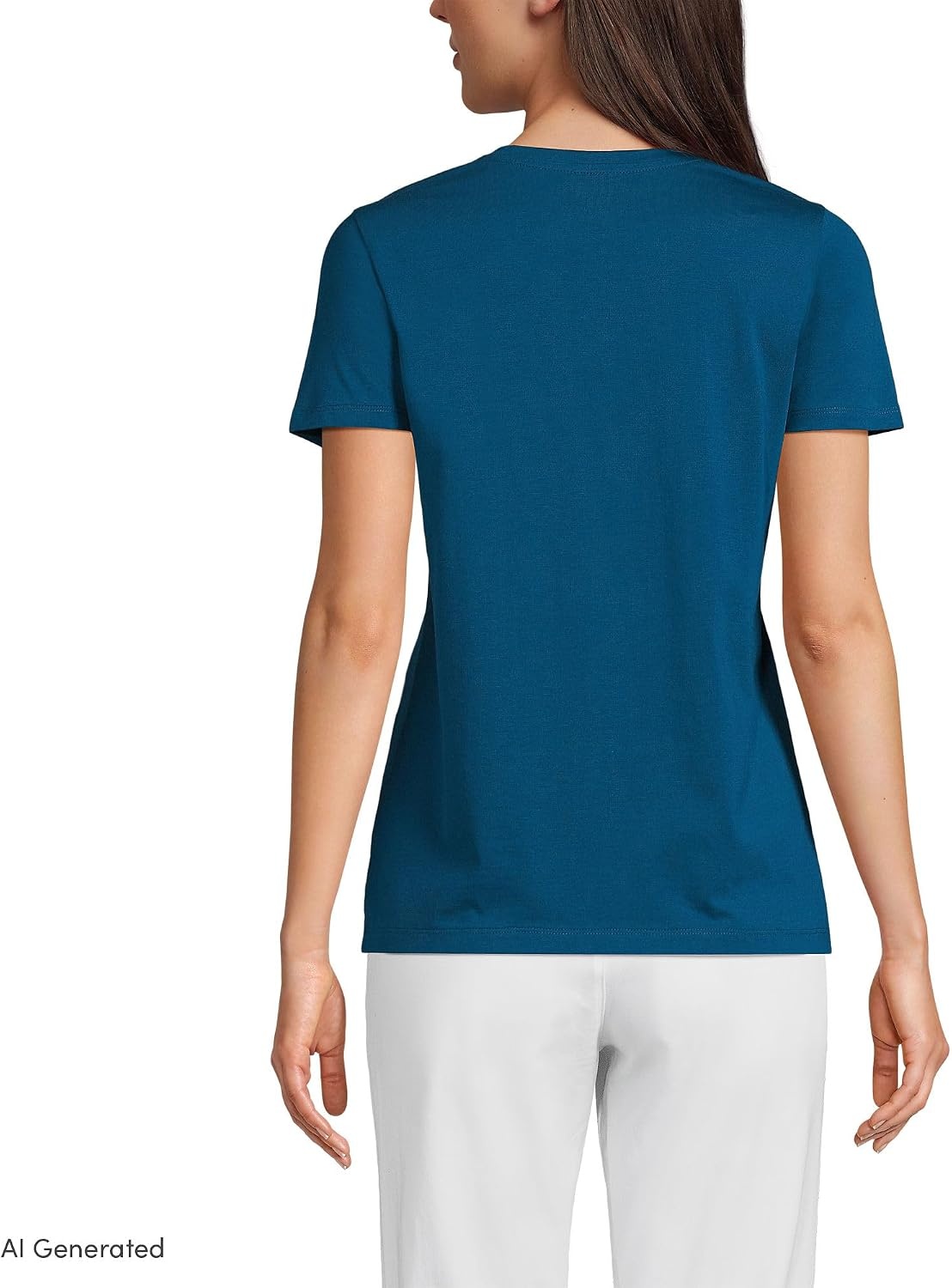 image:imageLands End Womens Supima VNeck TShirtBaltic Teal
