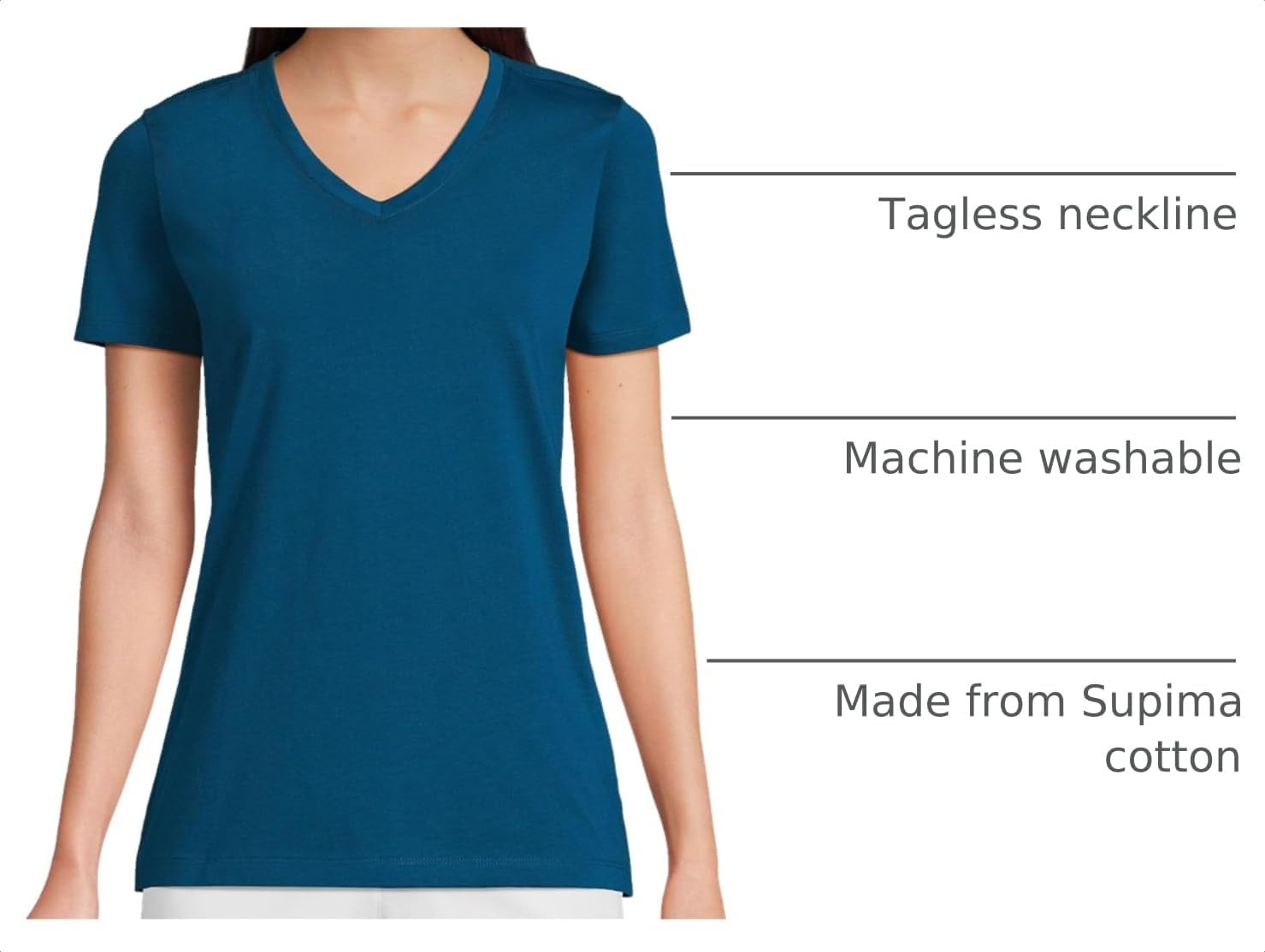 image:imageLands End Womens Supima VNeck TShirtBaltic Teal