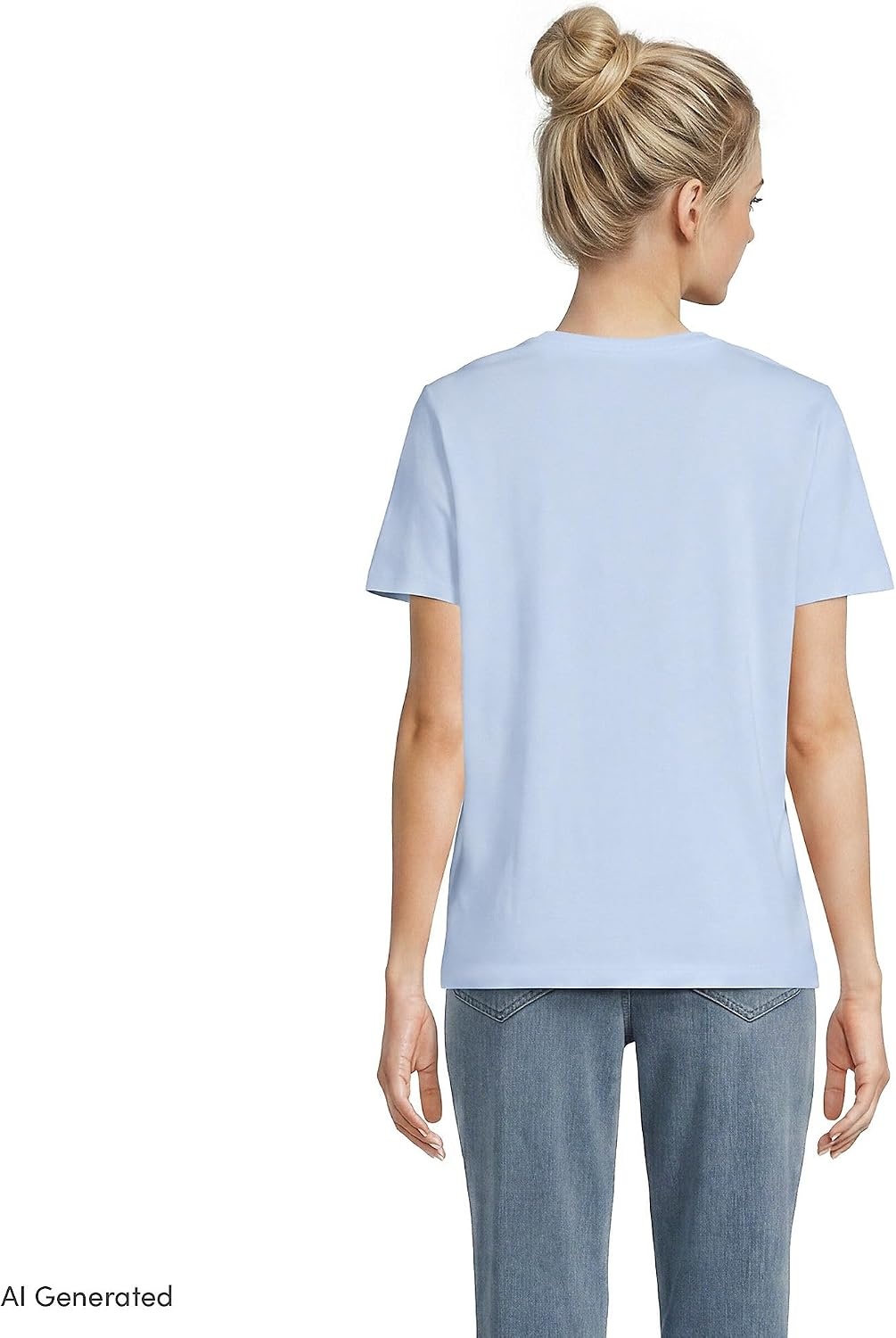 image:imageLands End Womens Supima VNeck TShirtClearlake Blue