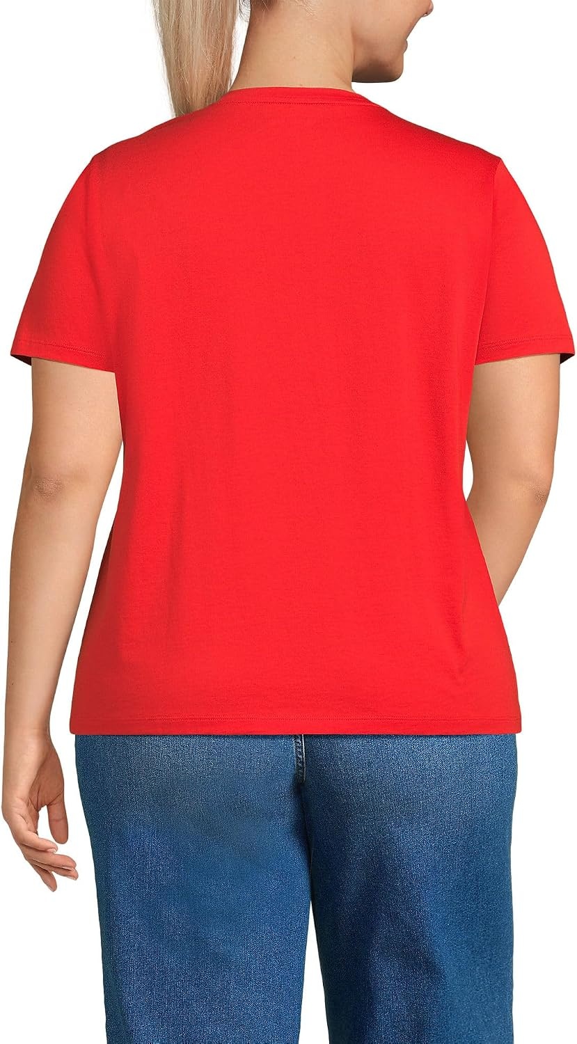 image:imageLands End Womens Supima VNeck TShirtCoral Red