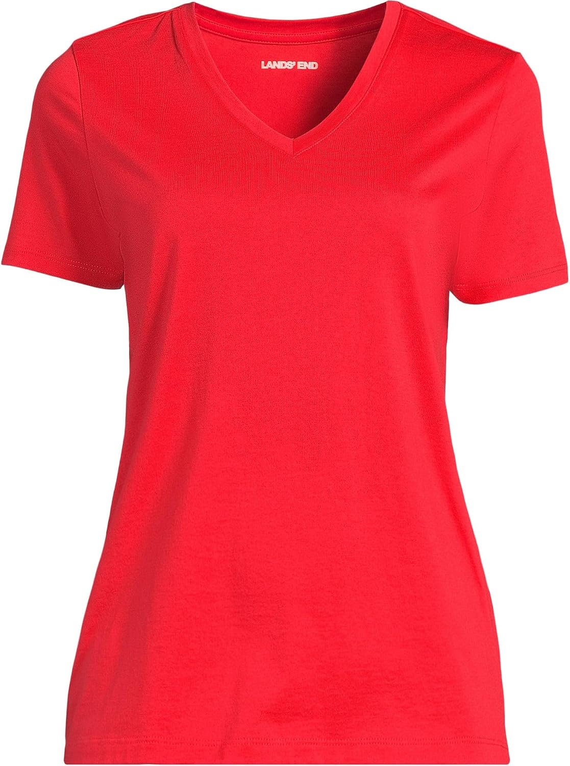 image:imageLands End Womens Supima VNeck TShirtCoral Red