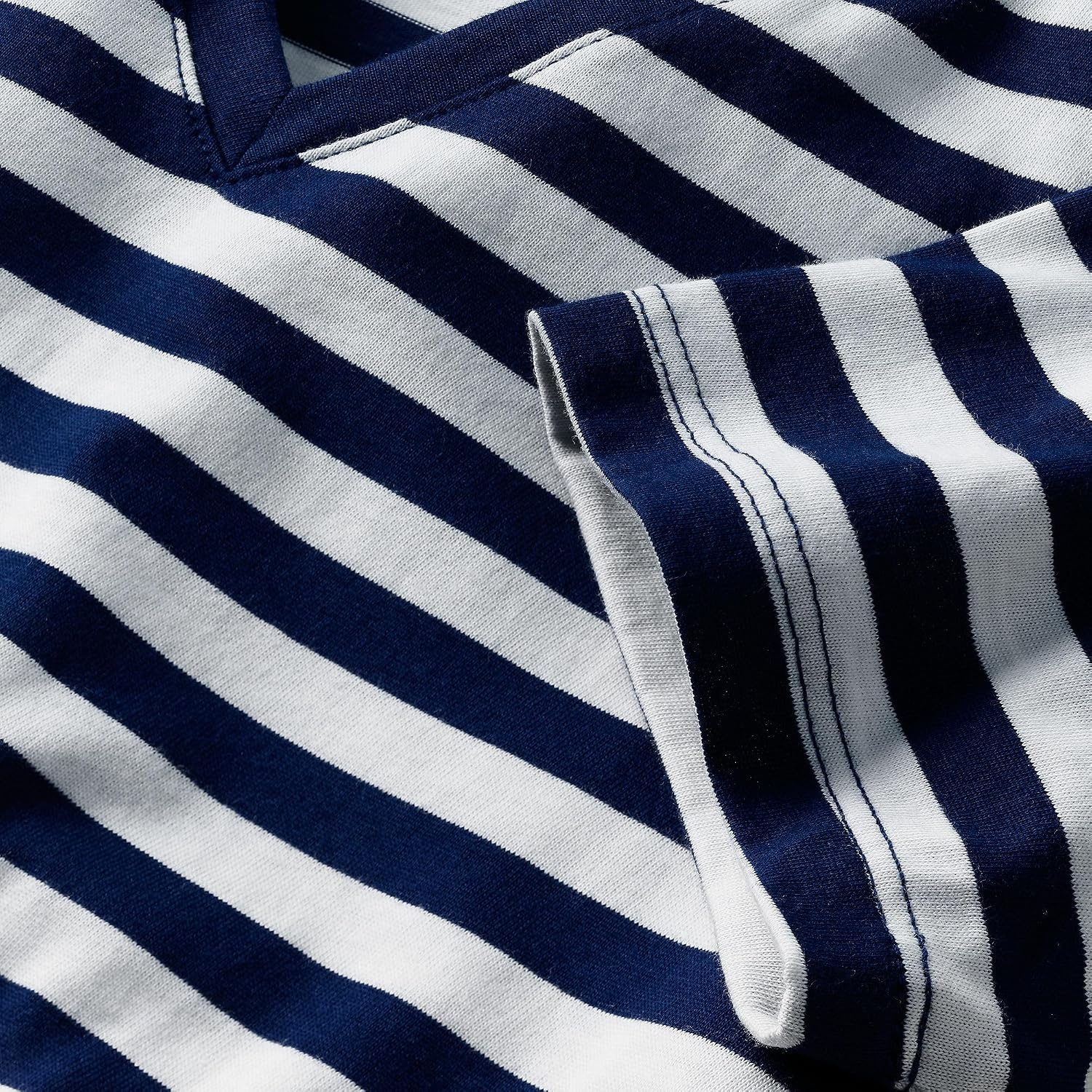 image:imageLands End Womens Supima VNeck TShirtDeep Sea Navy Even Stripe